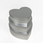 W6901 Silver Striped Set of 3 Heart Shape Flower Boxes