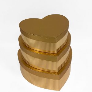 W6900 Gold Striped Set of 3 Heart Shape Flower Boxes
