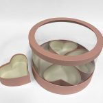 W3030 Pink Clear Round Flower Box with 4 Hearts