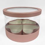 W3030 Pink Clear Round Flower Box with 4 Hearts