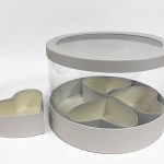 W3029 White Clear Round Flower Box with 4 Hearts
