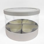 W3029 White Clear Round Flower Box with 4 Hearts