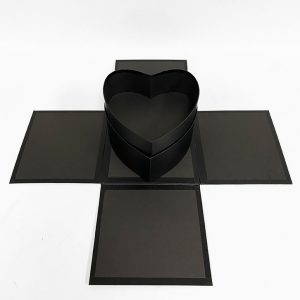 W7191 Black Square Surprise Box with Double Layer Hearts