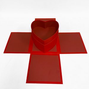 W7194 Red Square Surprise Box with Double Layer Hearts