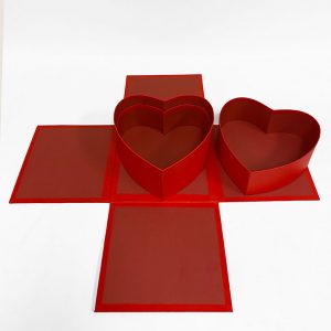 W7194 Red Square Surprise Box with Double Layer Hearts