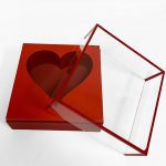 W3022 Red Acrylic Clear Square Box with Heart in the Middle