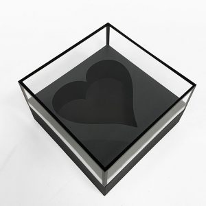 W3020 Black Acrylic Clear Square Box with Heart in the Middle