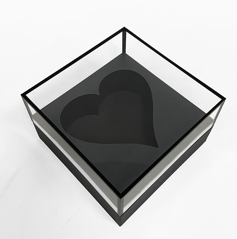 W3020 Black Acrylic Clear Square Box with Heart in the Middle D & E