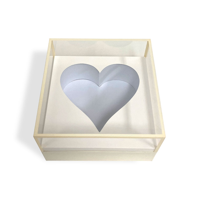 W3021 White Acrylic Clear Square Box with Heart in the Middle | D & E ...