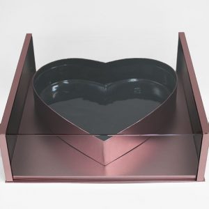Rose Gold Jumbo XL Premium Clear Square Flower Box with Heart in the Middle