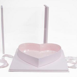 Pink Jumbo XL Premium Clear Square Flower Box with Heart in the Middle