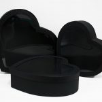 1128A Black Jumbo XL Premium Luxury Heart Shaped Flower Box Set of 3