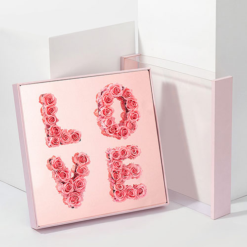 Pink Love Magic Mirror Flower Box with Foam