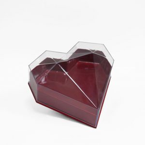 1126ARed Clear Lid Red Diamond Heart Flower Box
