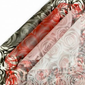 Plastic Transparent Rose Pattern Flower Wraps (Pack of 20)