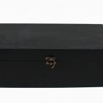 ZJ728 Vintage Wooden Black Wine Bottle Box and Opener Set (holds 2 bottles)