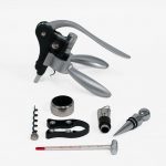 ZJ728 Vintage Wooden Black Wine Bottle Box and Opener Set (holds 2 bottles)