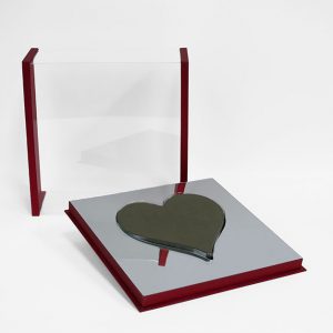 1141A Red Magic Mirror Love Box with Heart Shape in the Middle, comes with liner and foam