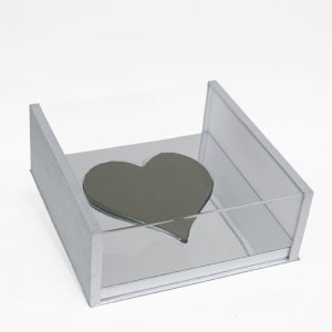 1141A White Magic Mirror Love Box with Heart Shape in the Middle, comes with liner and foam