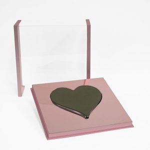 1141A Pink Magic Mirror Love Box with Heart Shape in the Middle, comes with liner and foam
