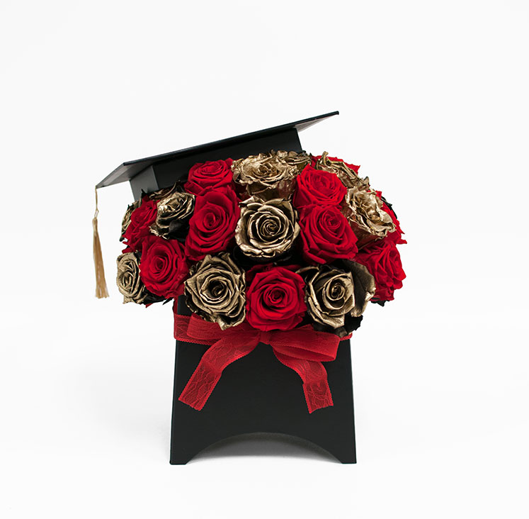 W5269 Black Graduation Cap Flower Box | D & E Floral Supplies