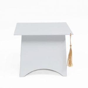 W5270 White Graduation Cap Flower Box