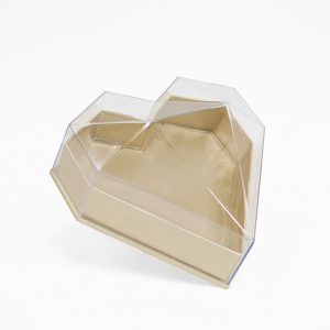 1126AGold Clear Lid Gold Diamond Heart Flower Box