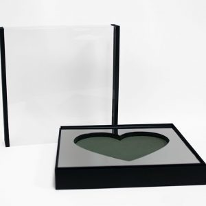 1140A Black Large Black Magic Mirror Love Box with Heart Shape in the Middle, comes with liner and foam