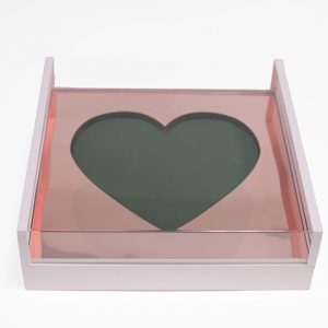 1140A Pink Large Pink Magic Mirror Love Box with Heart Shape in the Middle, comes with liner and foam