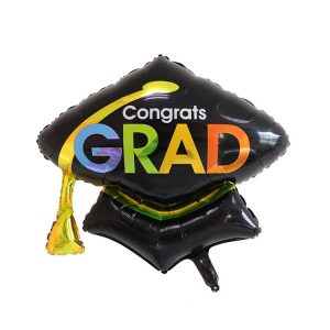 A0340 Rainbow Congrats Grad Cap Balloon