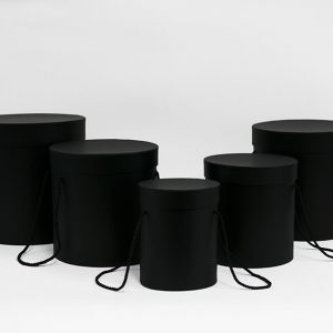 D060Black Set of 5 Black Tall Round Flower Box