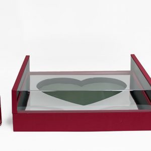 1140A Red Large Red Magic Mirror Love Box with Heart Shape in the Middle, comes with liner and foam