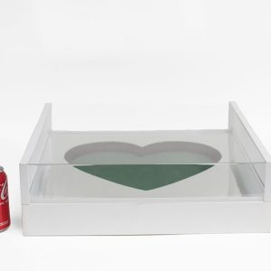 1140A White Large White Magic Mirror Love Box with Heart Shape in the Middle, comes with liner and foam