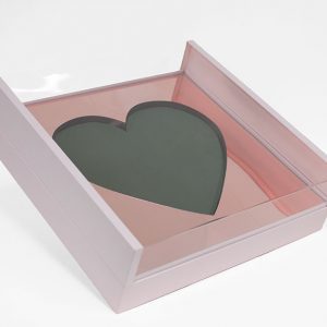 1140A Pink Large Pink Magic Mirror Love Box with Heart Shape in the Middle, comes with liner and foam