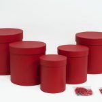 D060Red Set of 5 Red Tall Round Flower Box