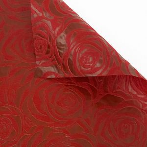 Wine Red Woven Blossom Roses Flower Wraps (30 Meters per Roll)
