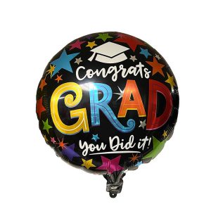YX254 Congrats Grad You Did It! Black Balloon