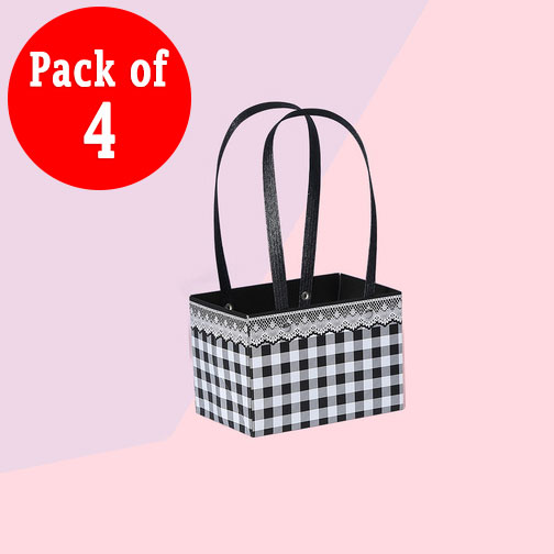 Black Rectangle Plaid Small Bags (Pack of 4 black)