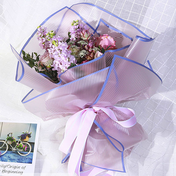 Love Line Plastic Striped Flower Wrapping Papers (20 pcs Per Bag)