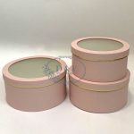 4 Color Options – Round Flower Boxes with Window Set of 3