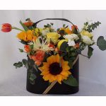 Leather Flower Basket with Handle and Liner