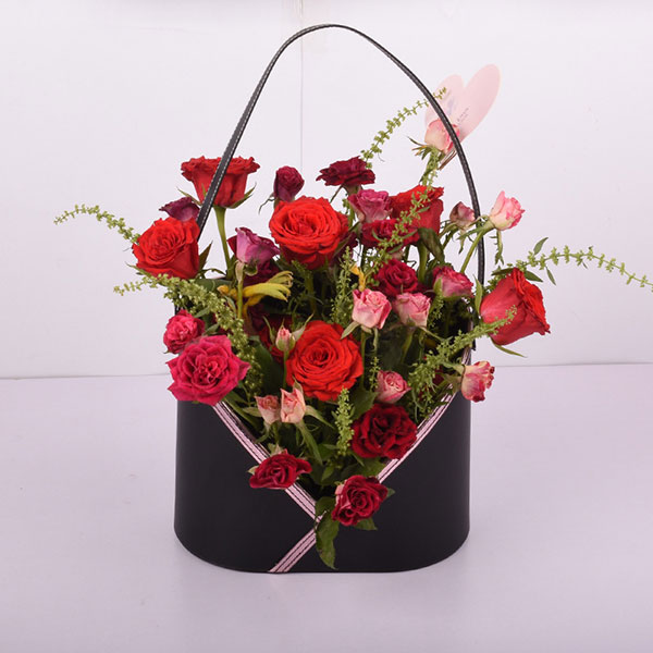 Leather Flower Basket with Handle and Liner