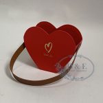 4 Color Options – Heart Shape Small Flower Basket With Faux Leather Handle