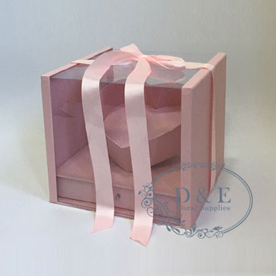 4 Color Options – Square Plastic Transparent Box with Tilt Heart and Drawer