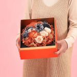 Plastic Square Transparent Flower Box with Round Container and Liner