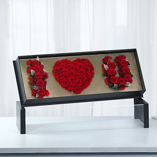 H-111 Black Acrylic I Love You Flower Box Comes With Liners and Foams