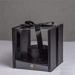 Clear Square Flower Box with Round Container and Drawer Enclosed Comes with Liner