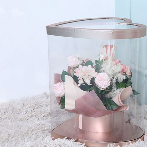 Jumbo XL Clear PVC Heart Shape Flower Box with Heart Shape Container