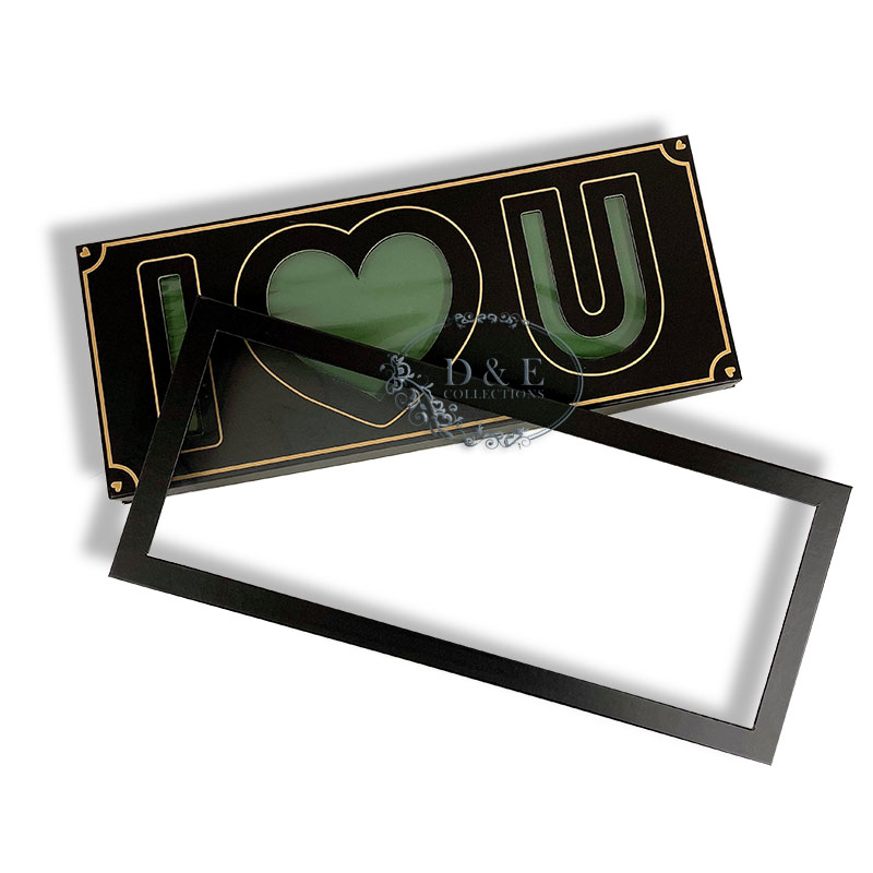 Folding Black Window I Love You Flower Box With Liners and Foams