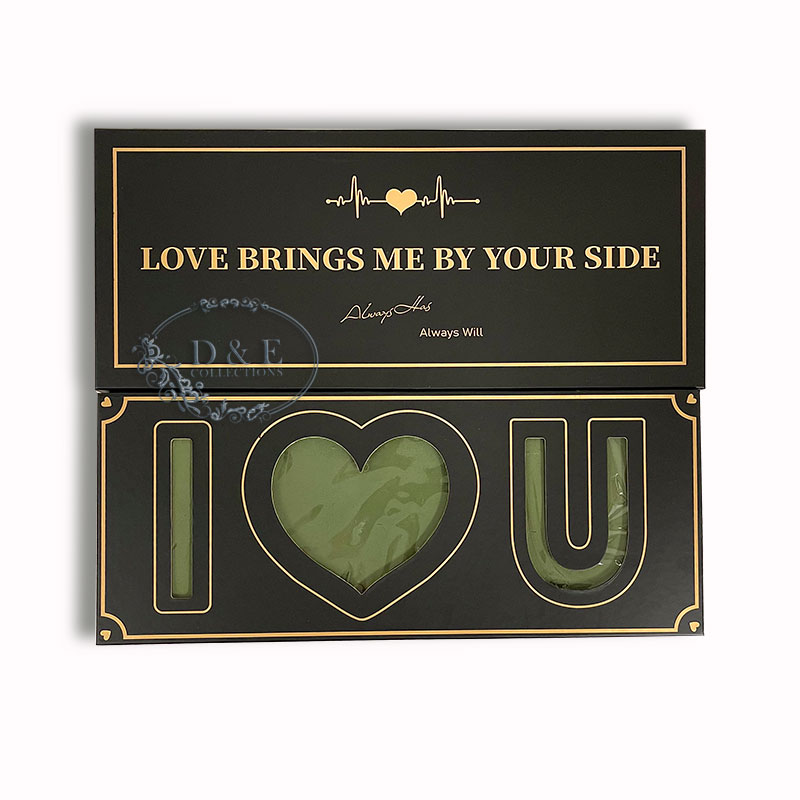 (Love Brings Me By Your Side) Folding Black I Love You Flower Box With Liners and Foams